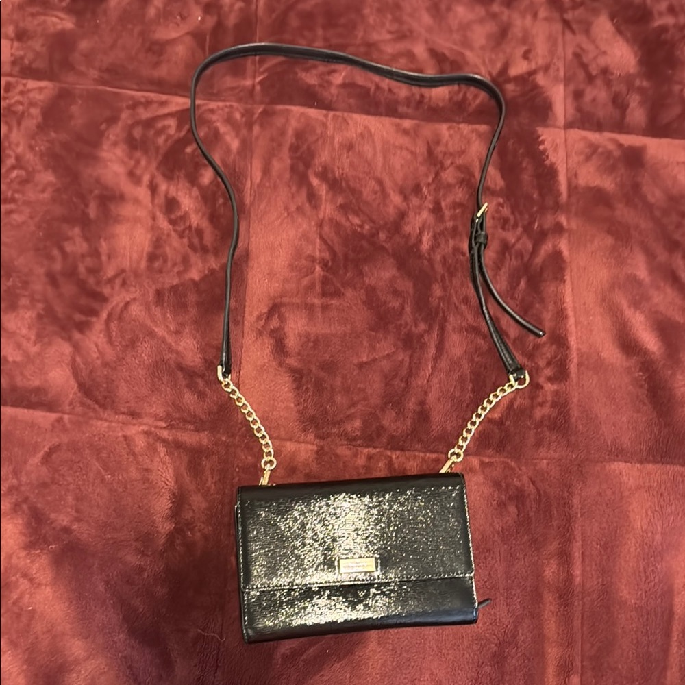 Kate Spade Black and Gold Textured Crossbody Bag